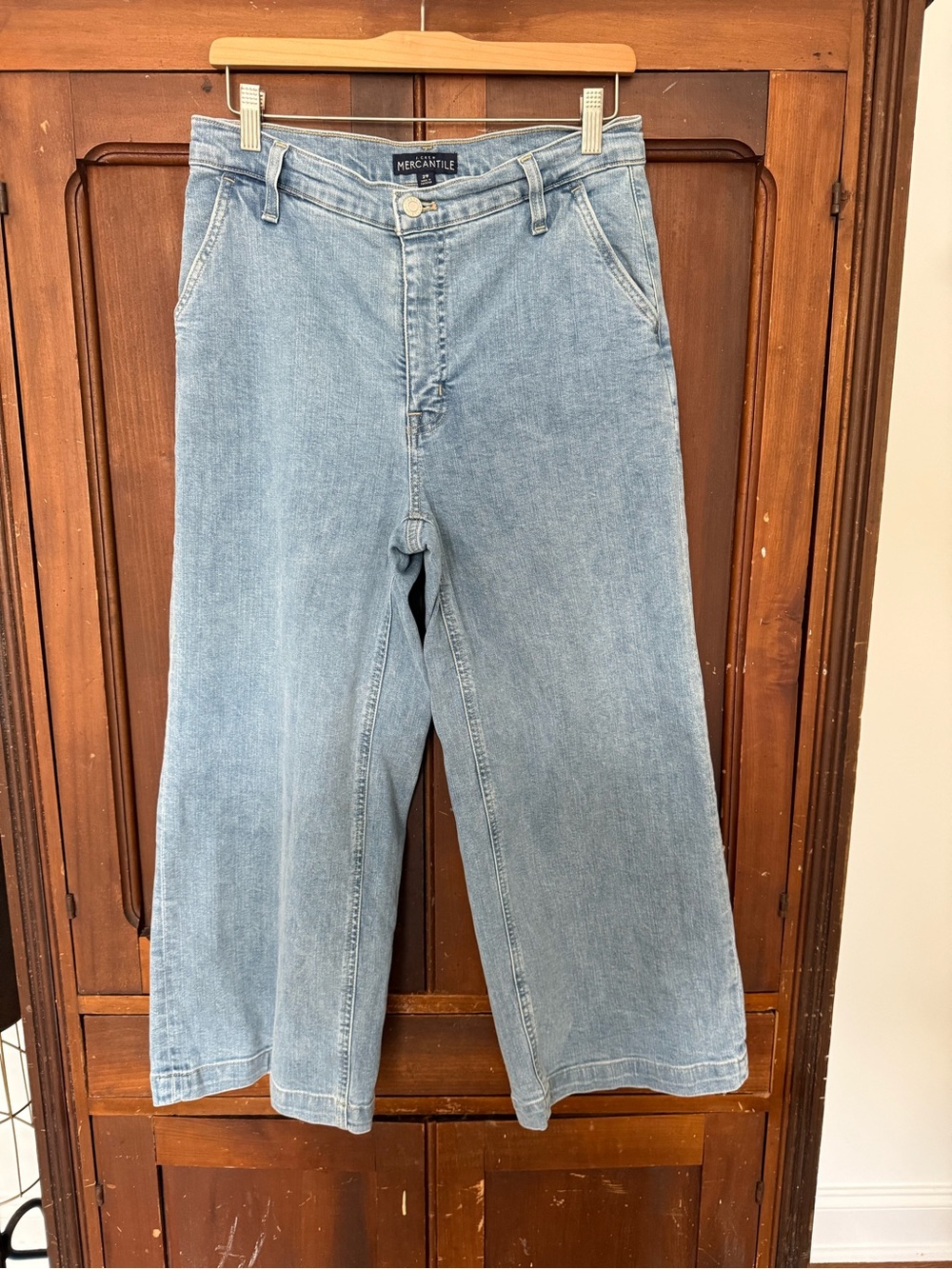 J. Crew Light Wash Cropped Wide-Leg Jeans